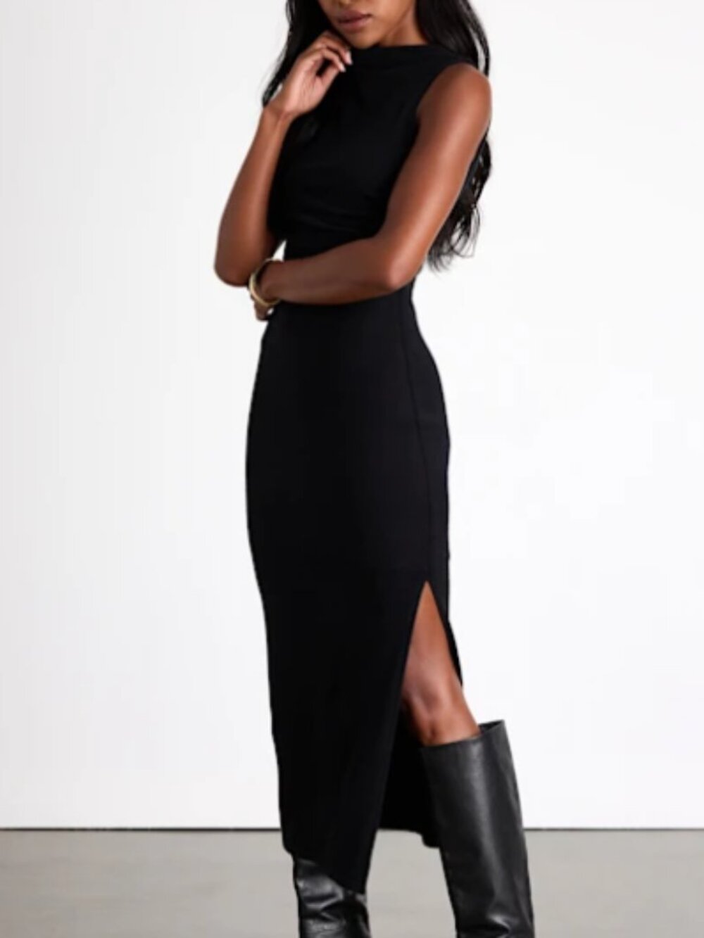 Zephine Black Sleeveless Sweater Midi Dress Lulus MEDIUM - nwt
